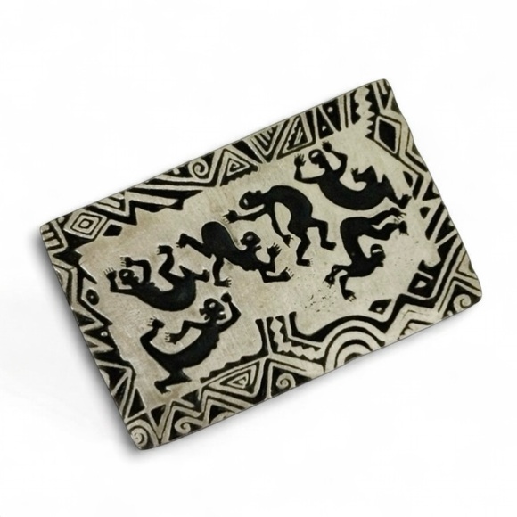 2/$40 Vintage ALICE SEELY Pewter Brooch – Dancing Humans Petroglyph Design - Picture 6 of 11